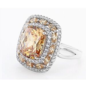 Elegant Silver Ring with Sparkling Gold and white CZs